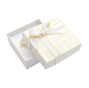 JKBOX Bílá papírová krabička s mašlí se zlatým okrajem na malou sadu IK007