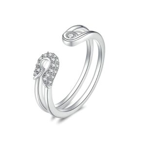 Royal Fashion nastavitelný prsten Třpytivé spínátko BSR046 Velikost: Univerzální 52-60 mm