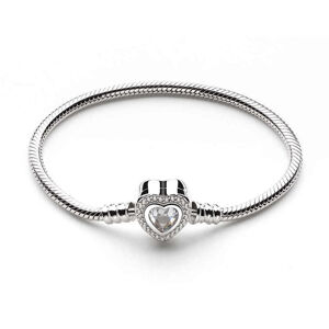 Emporial stříbrný náramek na přívěsky Luxusní křišťálové srdce 4002 Velikost: 20 cm