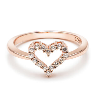 Emporial Royal Fashion prsten Třpytivé srdce Rose Gold 14k růžové zlato R14 Velikost: 6 (EU: 51-53)