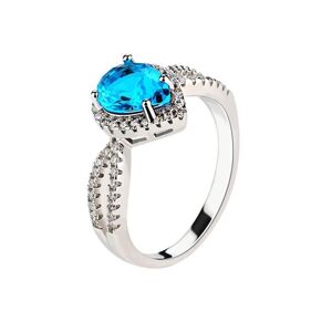 Emporial stříbrný rhodiovaný prsten Safírová modrá kapka MA-R0358-SILVER-BLUE Velikost: 7 (EU: 54-56)