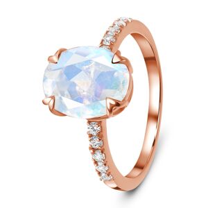 Royal Exklusive Emporial luxusní prsten Měsíční duhový kámen s drahokamy bílými topazy 14k růžové zlato Vermeil Velikost: 9 (EU: 59-60)