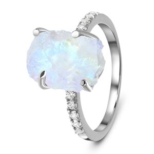 Royal Exklusive Emporial luxusní prsten Měsíční duhový kámen Raw s drahokamy topazy DR15554R-SILVER-TOPAZ-MOONSTONE Velikost: 7 (EU: 54-56)