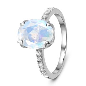 Royal Exklusive Emporial luxusní stříbrný rhodiovaný prsten Měsíční duhový kámen s drahokamy topazy GU-WR-207-SILVER-MOONSTONE-TOPAZ Velikost: 5 (EU:…