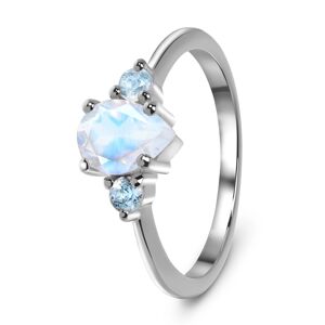 Royal Exklusive Emporial stříbrný Měsíční prsten decentní kapka s drahokamy modrými topazy GU-WR-335-SILVER-MOONSTONE-TOPAZ Velikost: 5 (EU: 49-50)