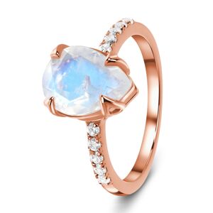 Royal Exklusive Emporial luxusní prsten Měsíční duhový kámen Drop 14k růžové zlato Vermeil Velikost: 5 (EU: 49-50)