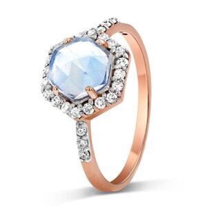 Royal Exklusive Emporial luxusní prsten Měsíční duhový kámen Queen 14k růžové zlato Vermeil Velikost: 7 (EU: 54-56)