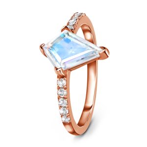 Royal Exklusive Emporial luxusní prsten Měsíční duhový kámen Diamond 14k růžové zlato Vermeil Velikost: 10 (EU: 61-63)