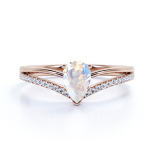 Royal Exklusive Emporial luxusní prsten Měsíční duhový kámen Drop14k růžové zlato Vermeil Velikost: 9 (EU: 59-60)