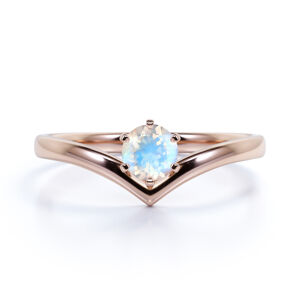 Royal Exklusive Emporial luxusní prsten Měsíční duhový kámen Wave 14k růžové zlato Vermeil Velikost: 7 (EU: 54-56)