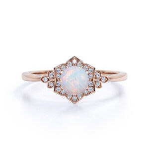 Royal Exklusive Emporial prsten Měsíční duhový kámen Flower 14k růžové zlato Vermeil Velikost: 5 (EU: 49-50)
