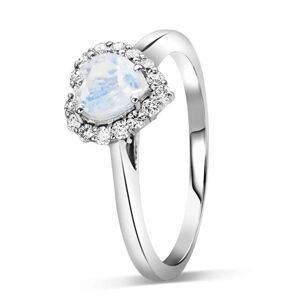 Royal Exklusive Emporial stříbrný rhodiovaný prsten Měsíční duhový kámen Heart GU-DR12959R-SILVER Velikost: 9 (EU: 59-60)