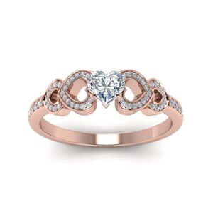 Royal Fashion pozlacený prsten Milovaná srdce 14k růžové zlato MA-R055-ROSEGOLD Velikost: 10 (EU: 61-63)