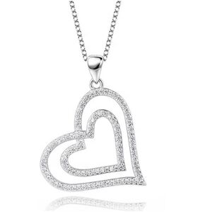 Emporial stříbrný rhodiovaný náhrdelník Velké třpytivé srdce HA-YJXZ050