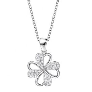 Emporial stříbrný rhodiovaný náhrdelník Třpytivý čtyřlístek pro štěstí HA-YJXZ055