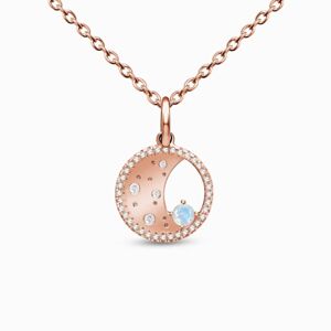 Royal Exklusive Royal Fashion náhrdelník Měsíční poklad s drahokamy Moonstone 14k růžové zlato Vermeil GU-DR22121N-ROSEGOLD-MOONSTONE