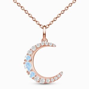 Royal Exklusive Royal Fashion náhrdelník Měsíc s drahokamem Moonstonem 14k růžové zlato Vermeil GU-DR22122N-ROSEGOLD-MOONSTONE