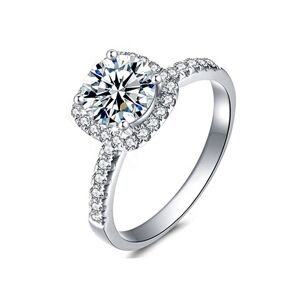 Royal Fashion stříbrný rhodiovaný prsten s drahokamem moissanitem HA-XJZ003-SILVER-MOISSANITE Velikost: 10 (EU: 61-63)