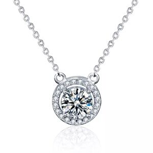 Royal Fashion stříbrný rhodiovaný náhrdelník s drahokamem moissanitem HA-XMZ009-SILVER-MOISSANITE-ZIRCON