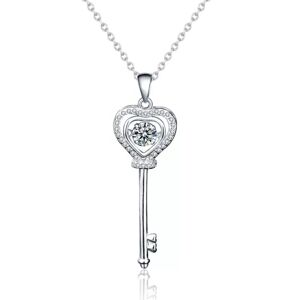 Royal Fashion stříbrný rhodiovaný náhrdelník s drahokamem moissanitem HA-XMZ013-SILVER-MOISSANITE-ZIRCON