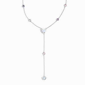 Royal Exklusive Royal Fashion stříbrný rhodiovaný náhrdelník Kreativita s drahokamy moonstony růženíny a ametysty GU-DR24617N-SILVER-MOONSTONE-ROSEQU…