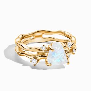 Royal Exklusive Royal Fashion prsten Raw Krystal 18k žluté zlato Vermeil s drahokamem Moonstonem a drahokamy bílými safíry GU-DR24615R-YELLOWGOLD-MOO…