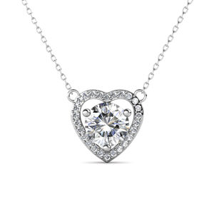 Emporial stříbrný pozlacený náhrdelník Srdce s drahokamem moissanitem MP013