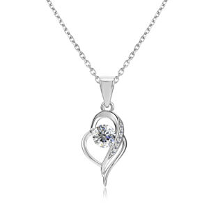 Emporial stříbrný pozlacený náhrdelník Srdce s drahokamem moissanitem MP066