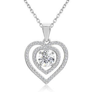 Emporial stříbrný pozlacený náhrdelník Srdce s drahokamem moissanitem MP086