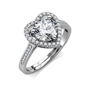 Royal Fashion stříbrný pozlacený prsten Srdce s drahokamem moissanitem MR020 Velikost: 5 (EU: 49-50)