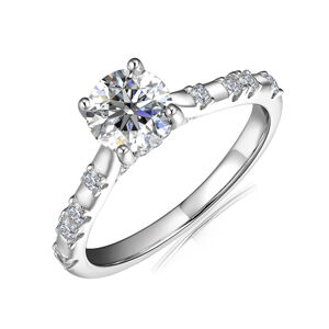 Royal Fashion stříbrný pozlacený prsten s drahokamem moissanitem MR104 Velikost: 7 (EU: 54-56)