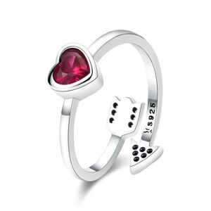 Royal Fashion prsten Třešnově červené srdce 2v1 SCR436