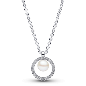 PANDORA náhrdelník Perla a pavé zirkony 393165C01-45