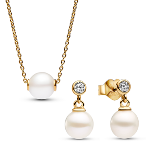 PANDORA set náhrdelník a náušnice Pearl 363167C01-45+263153C01