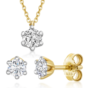 SOFIA DIAMONDS zlatý set náušnice a náhrdelník UDER21525Y-H-I1+UDPD22212Y-H-I1